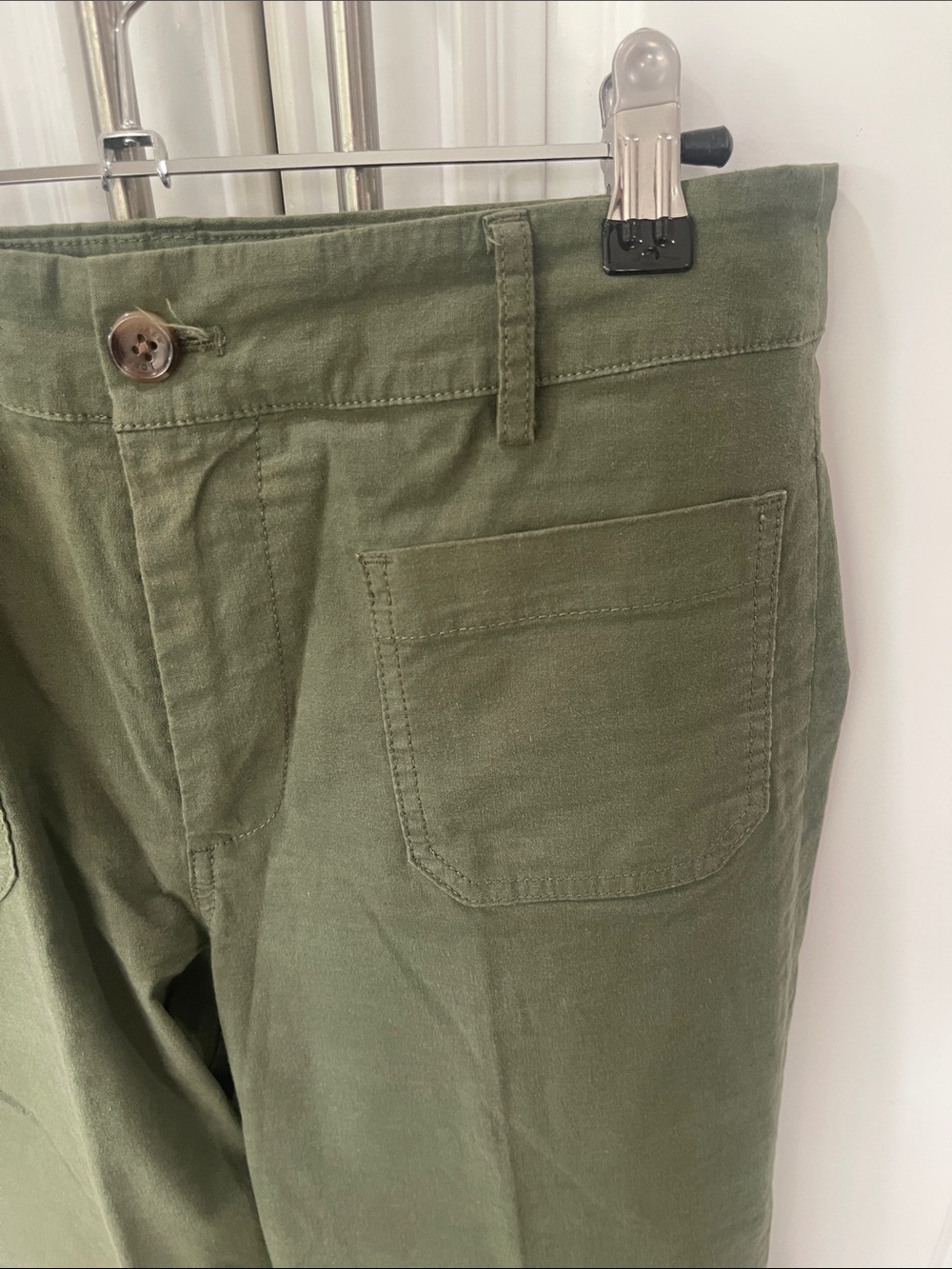 J. Crew Factory black Lizzie olive green wide straight leg pants trousers 28p - Picture 8 of 15